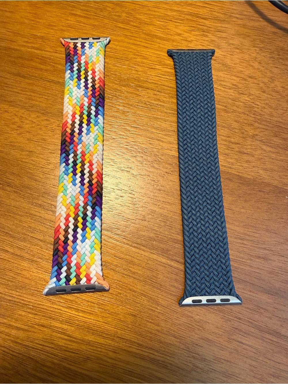2 Genuine Apple Watch Braided Solo Loop bands - Pride and Storm Blue